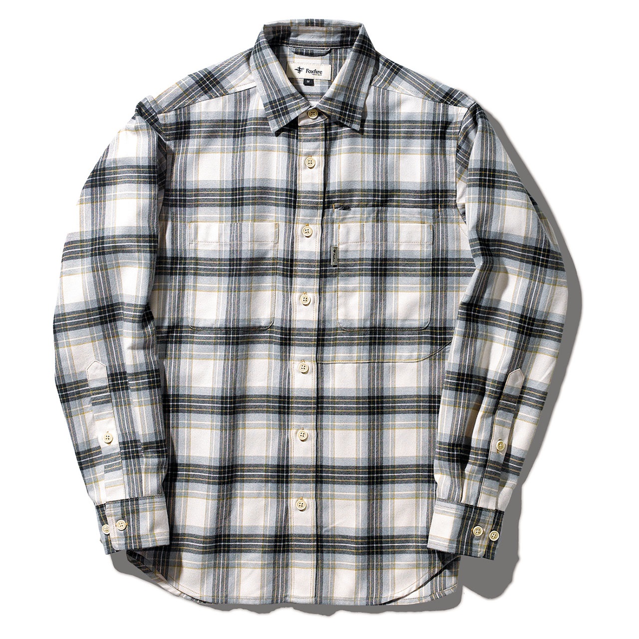 TSラフチェックシャツ  (Men’s)(ライトグレー-S)