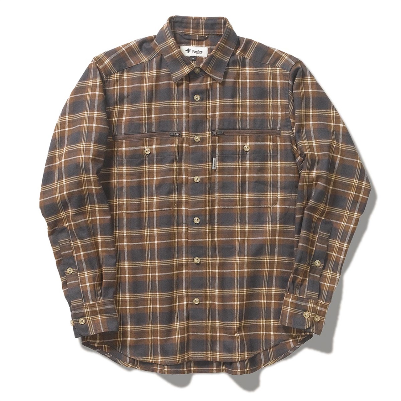 TSジッパーシャツ (Men's)(ブラウン-S)
