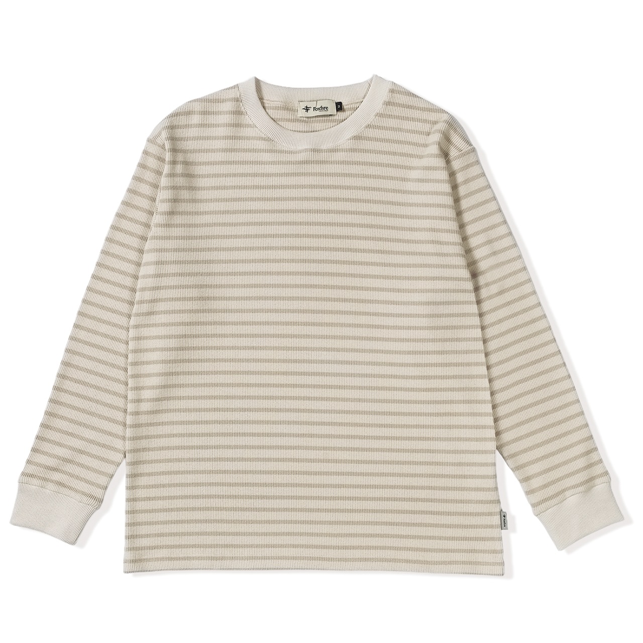 ミニワッフルボーダークルー (Men's)(ベージュ-S)