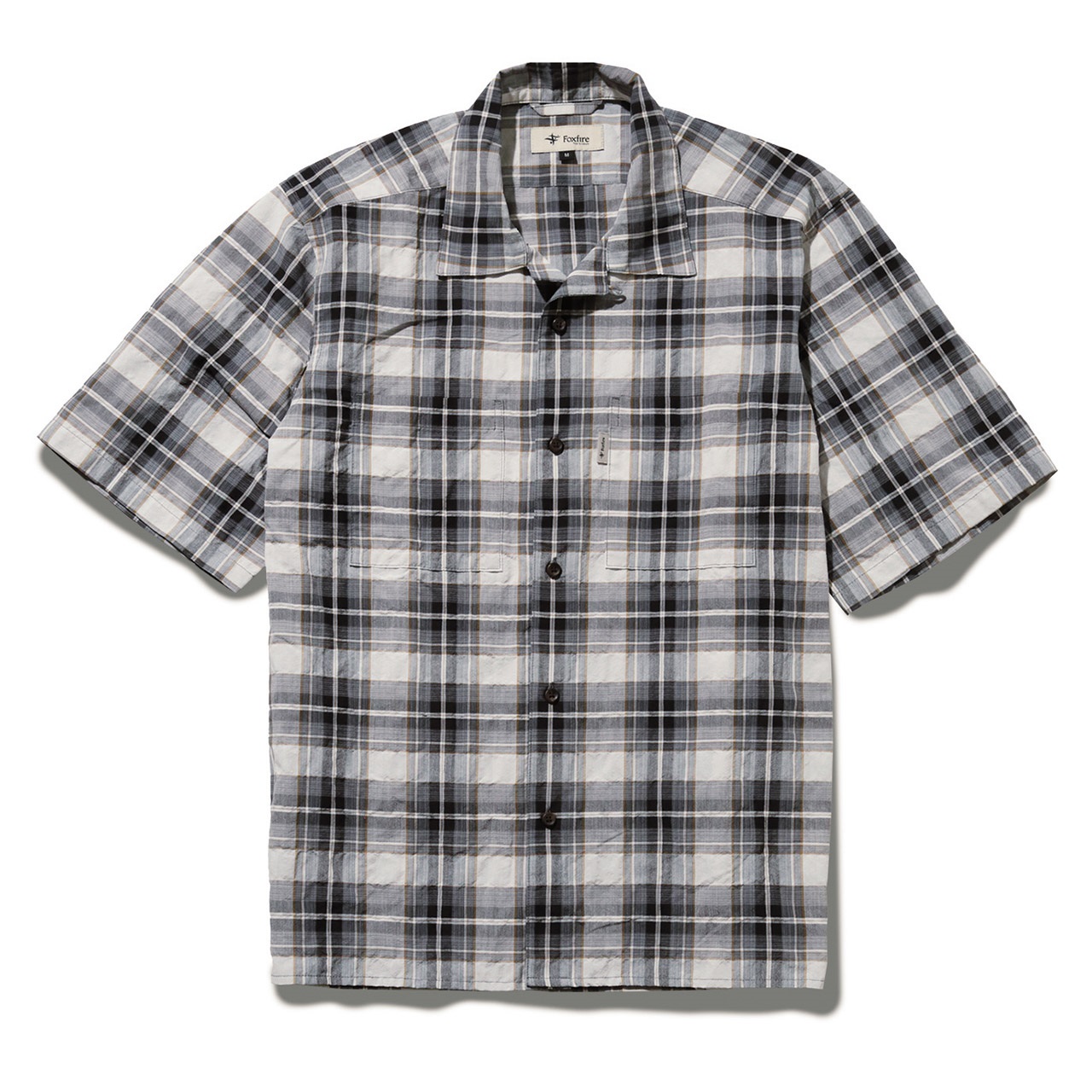 CシールドサーフェスチェックOCシャツS/S (Men's)(カーボンブラック-S)