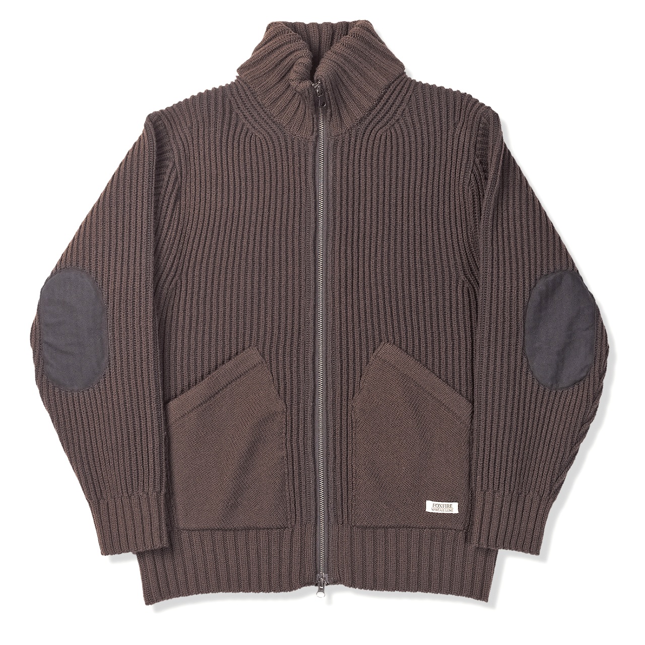 フィッシングFメリノジップセーター(ダークブラウン-M)