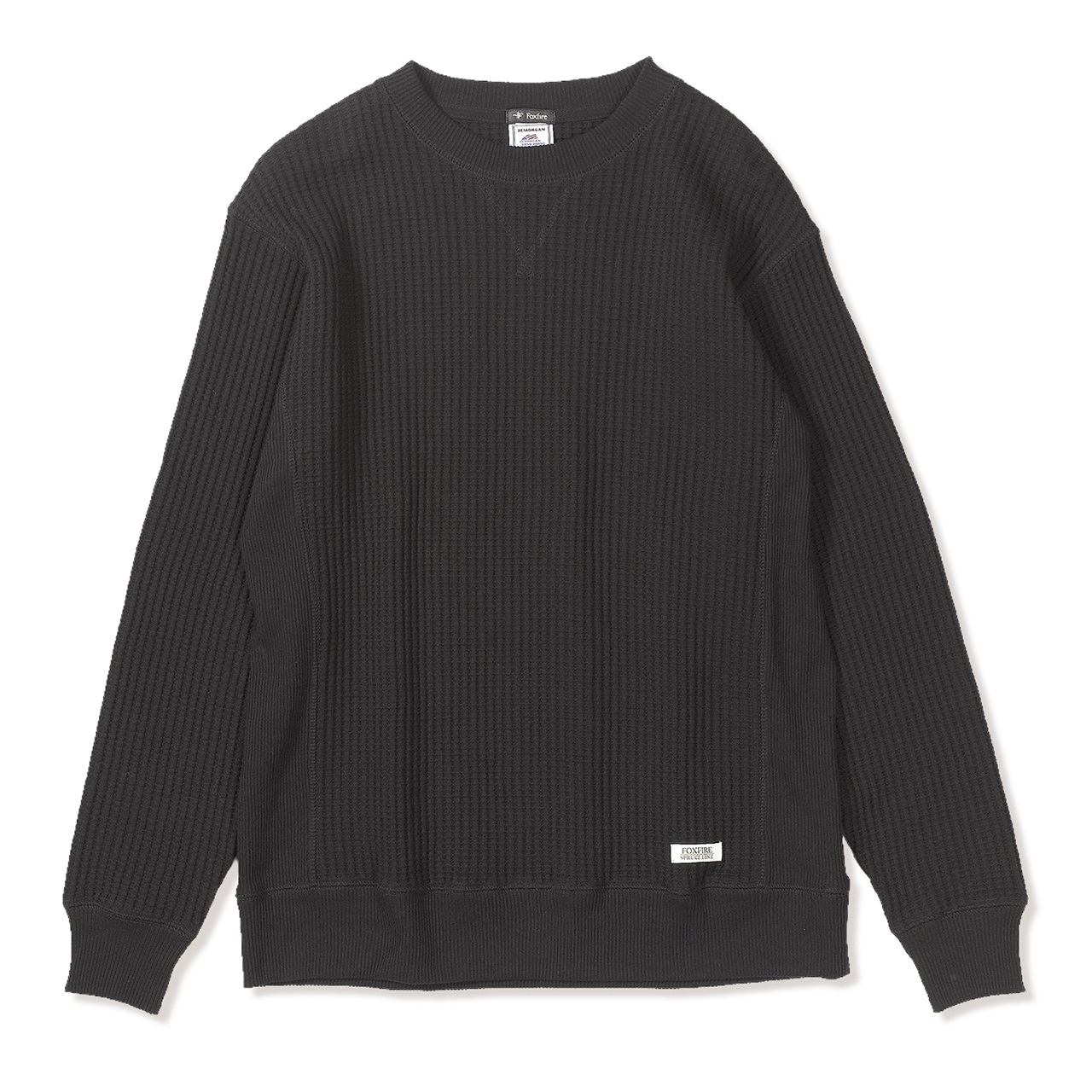 ヘビーワッフルクルー (Men's)(ブラック-M)