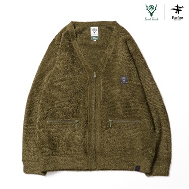 South2 West8 × Foxfire オクタヘリックスニットカーディ(オリーブ-XS)