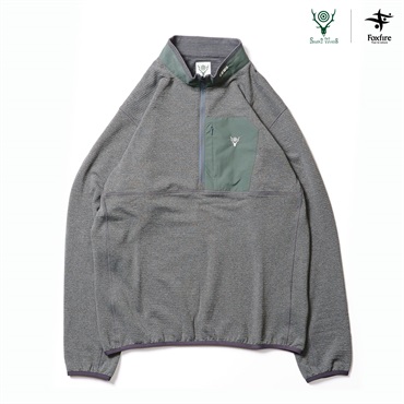 South2 West8 × Foxfire グリッドウールハーフジップ(グレー-XS)