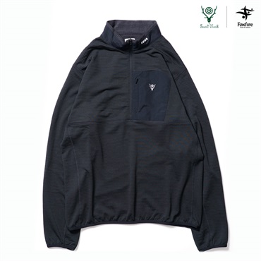 South2 West8 × Foxfire グリッドウールハーフジップ(ブラック-XS)