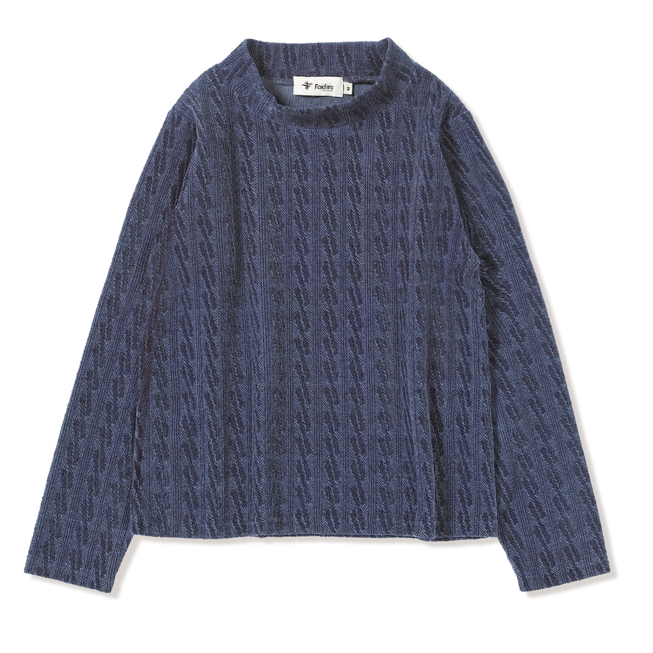 ケーブルジャカードハイネック (Women's)(ネイビー-S)