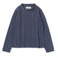 ケーブルジャカードハイネック (Women's)(ネイビー-S)