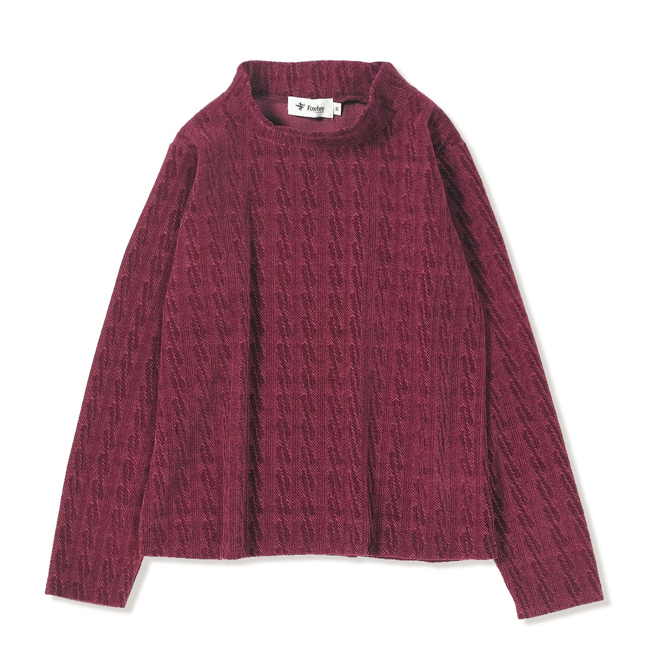 ケーブルジャカードハイネック (Women's)(マルーン-S)