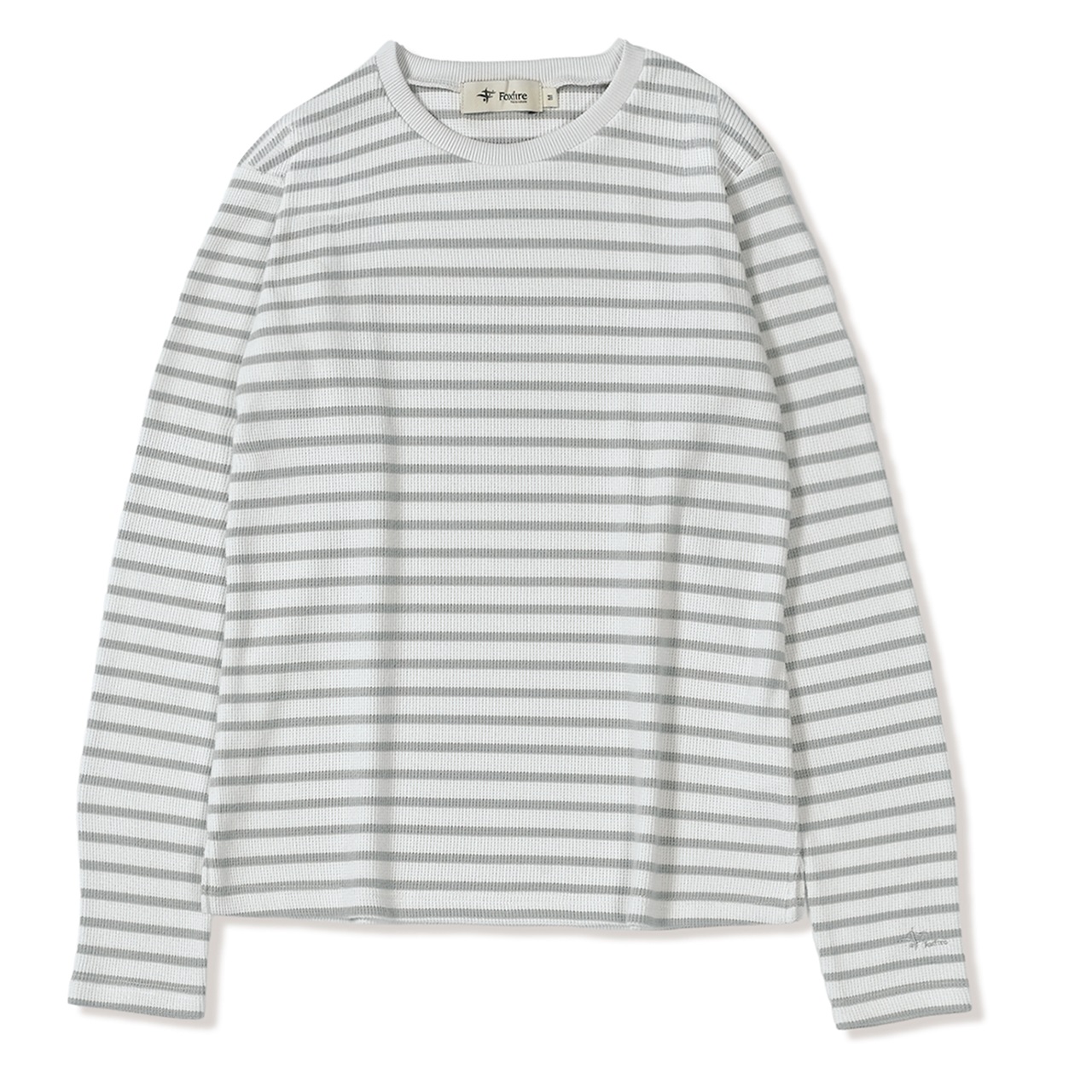 ミニワッフルボーダークルー (Women's)(ライトグレー-S)