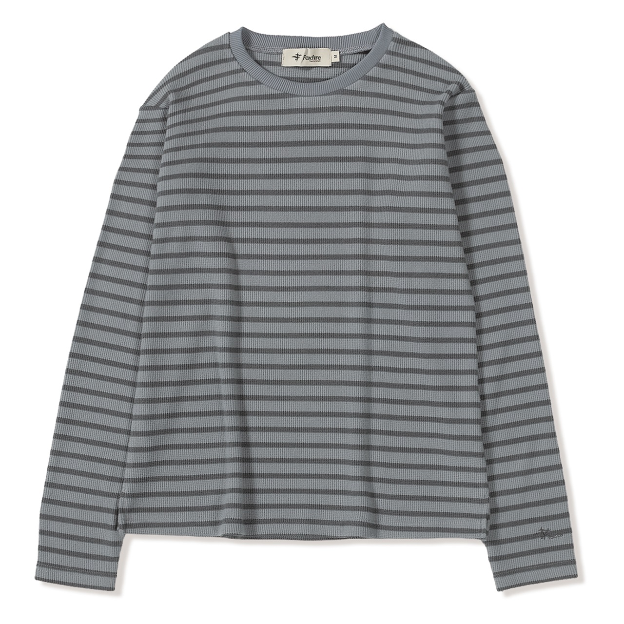 ミニワッフルボーダークルー (Women's)(チャコール-S)
