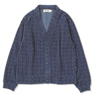 ケーブルジャカードカーディ (Women's)(ネイビー-M)