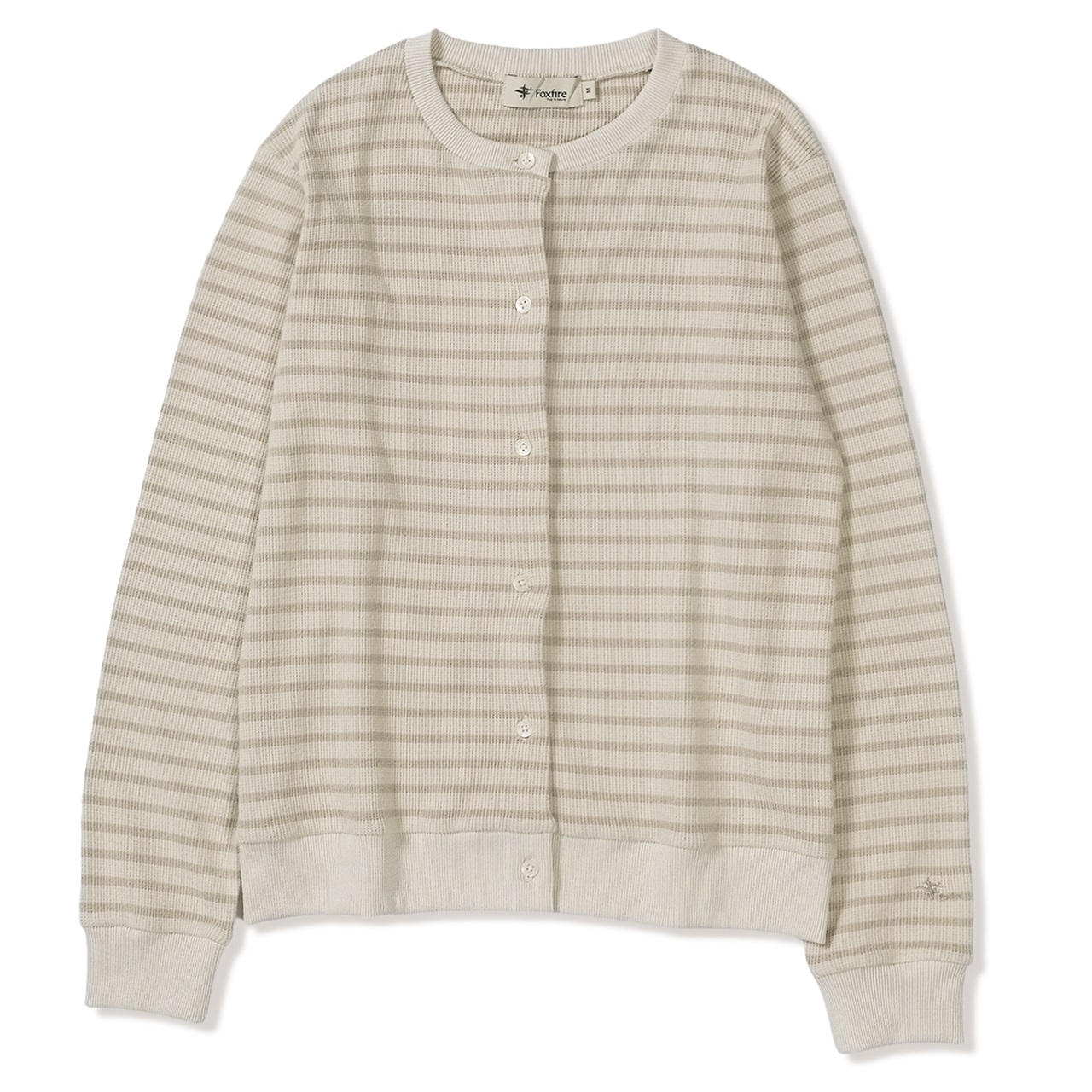 ミニワッフルボーダーカーディ (Women's)(ベージュ-M)
