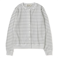 ミニワッフルボーダーカーディ (Women's)(ライトグレー-M)