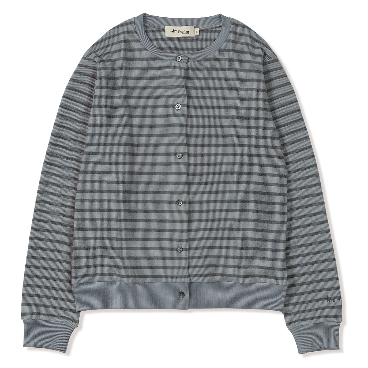 ミニワッフルボーダーカーディ (Women's)(チャコール-M)
