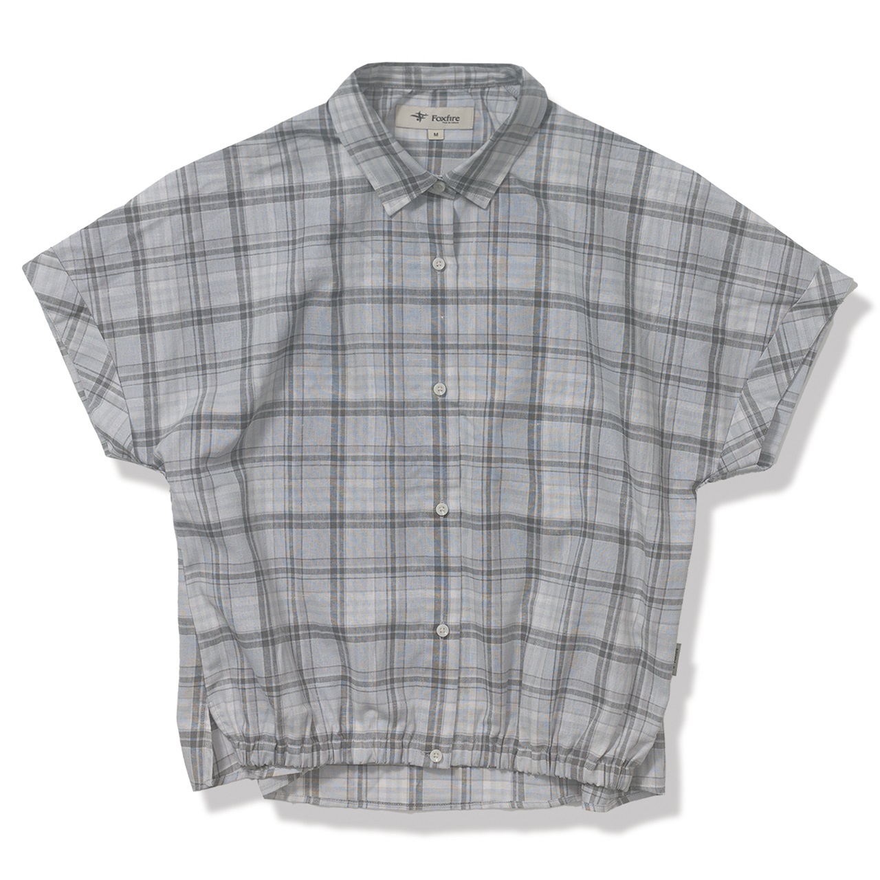 TSリネンチェックシャツS/S (Women's)(ライトグレー-S)