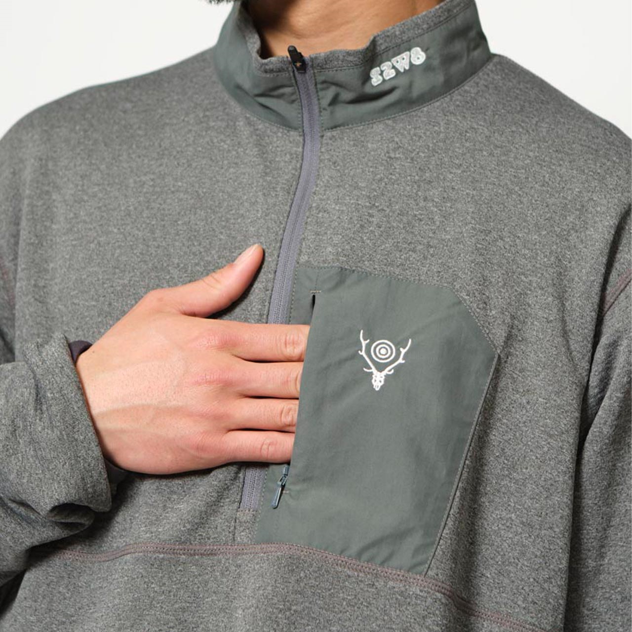South2 West8 × Foxfire グリッドウールハーフジップ | Foxfire