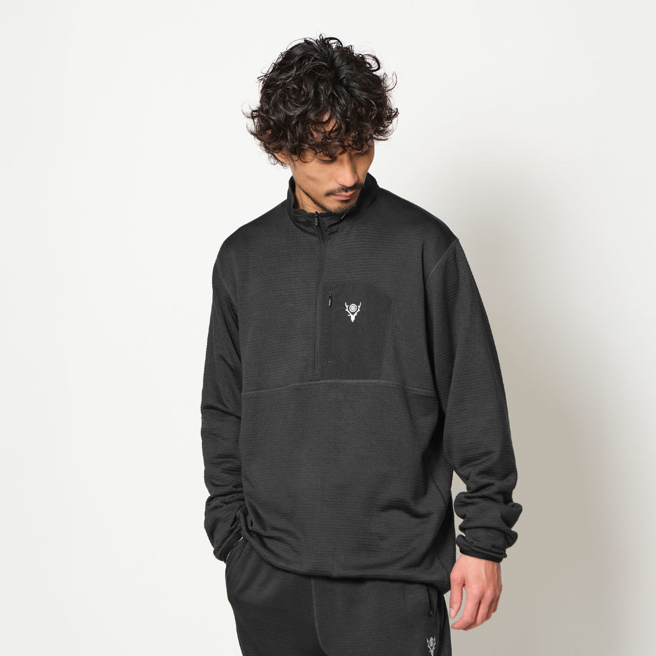 South2 West8 × Foxfire グリッドウールハーフジップ | Foxfire