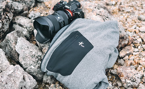 グリッドウールフーディグリッドウールクルー着用