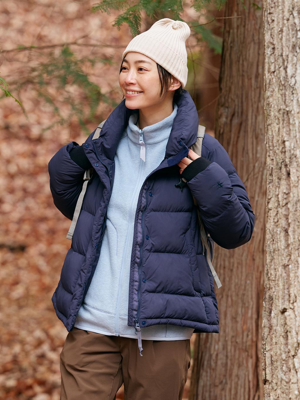 マイクロパフボリュームネックジャケット着用