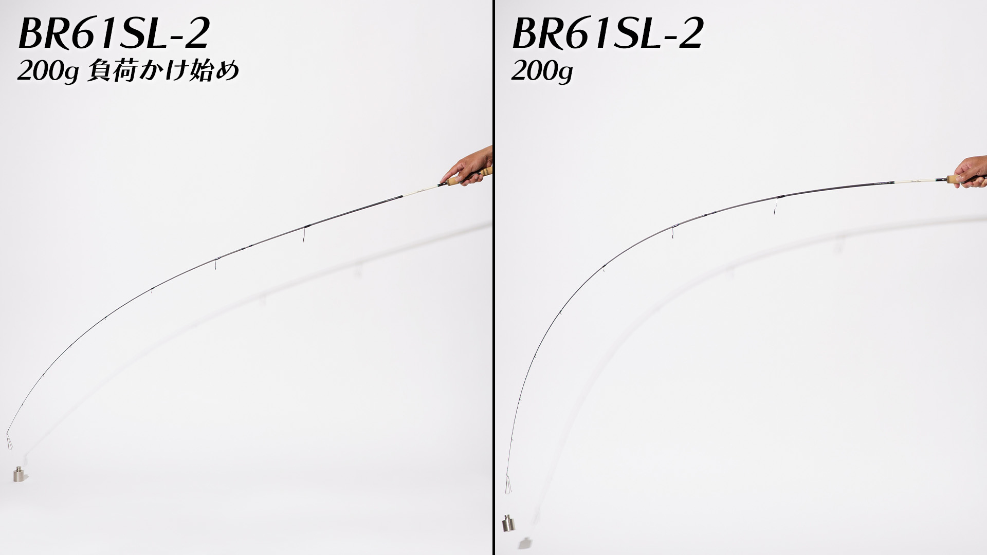 BR61SL-2 に200gの負荷をかけたときのベンディングカーブ
